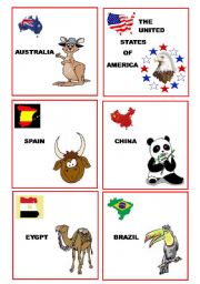 English Worksheet: COUNTRY CARDS 1st SET