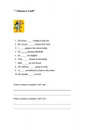 English worksheet: Choose a Verb