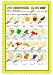 English Worksheet: FOOD: INDEFINITE ARTICLE + SOME