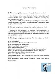 English worksheet: Correct the mistakes