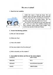 English worksheet: We are at school