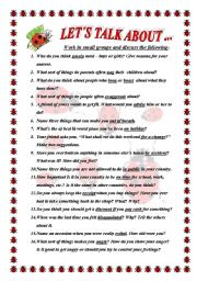 English Worksheet: Speaking activity