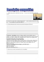 English Worksheet: Writing a descriptive task about a country