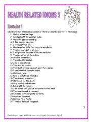 English Worksheet: 11 pages of health related idioms WITH KEY