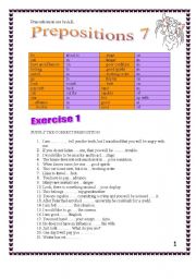 English Worksheet: 5 pages of exercises on prepositions