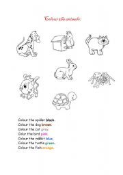 English worksheet: Colour the animals