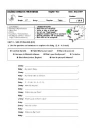5th GRADE TEST - FOUR PAGES WITH A GREAT VARIETY OF QUESTIONS