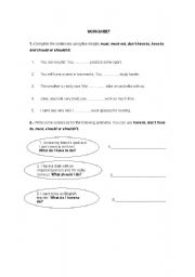 English worksheet: Modals