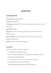 English worksheet: lesson plan sample