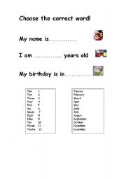 English Worksheet:  About me Basic English