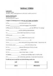 English Worksheet: Modals (Can, Cant, Should, Shouldnt)