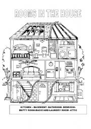 English Worksheet: Rooms in the house and furniture