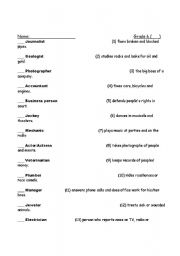 English Worksheet: Match the Job Defenitions