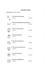 English worksheet: Prepositions of place