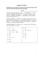 English worksheet: Missing Words