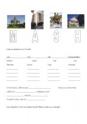 English Worksheet: MASH Future Game