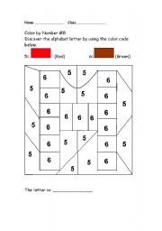 English Worksheet: Alphabet Color by Number: H