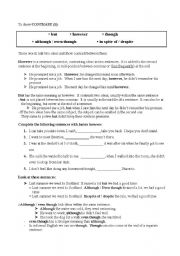 English worksheet: To show contrast