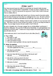 English Worksheet: Glider and I