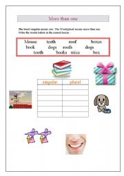 English worksheet: More than one