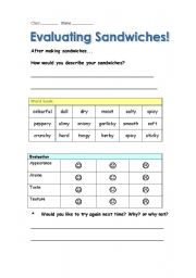 English Worksheet: Shopping in the supermarket-sandwich DIY self-evaluation