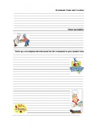 English worksheet: Restaurant