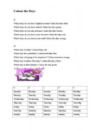 English worksheet: Colour the Days