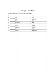 English Worksheet: Antonyms Match Up 1