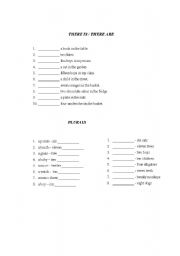 English worksheet: There is / are, plurals