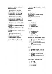English Worksheet: past continuous multiple choice and body parts