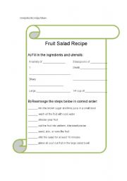 English Worksheet: recipe