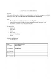 English worksheet: Lesson Template for Junk Food and Food Safety