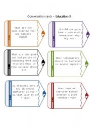 Conversation cards - Education (set 2)