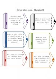 English Worksheet: Conversation Cards - Education (set 3)