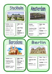 English Worksheet: Cities and countries_Game SEt 2/8