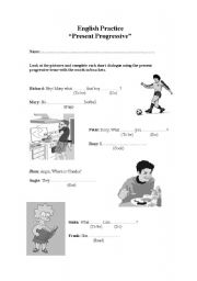 English Worksheet: present continuous