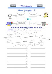 English Worksheet: Have you got...? - -> 5 Pages of exercises.