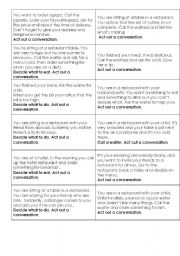 English Worksheet: Restaurant conversation role cards