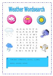 English Worksheet: WEATHER WORDSEARCH 