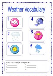 English Worksheet: weather vocabulary  - writing