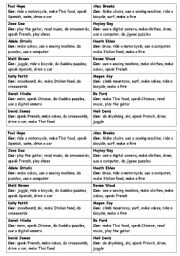 English Worksheet: Ability Cards