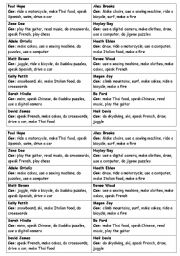 English Worksheet: Ability Cards