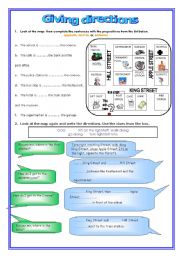 English Worksheet: GIVING DIRECTIONS