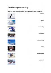 English worksheet: winter activities vocabulary