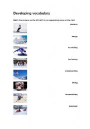 English Worksheet: winter activities vocabulary
