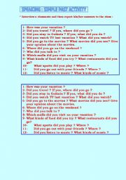 English worksheet: SIMPLE PAST INTERVIEW