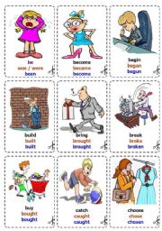 English Worksheet: Irregular Verbs - Cards / flash-cards