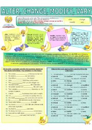 English Worksheet: COLLOCATION 36 - ALTER, CHANGE, MODIFY, VARY
