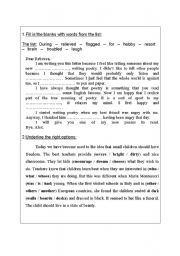 English worksheet: Tenses  and vocabulary review