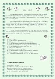 English Worksheet: Cows and Greenhouse effect